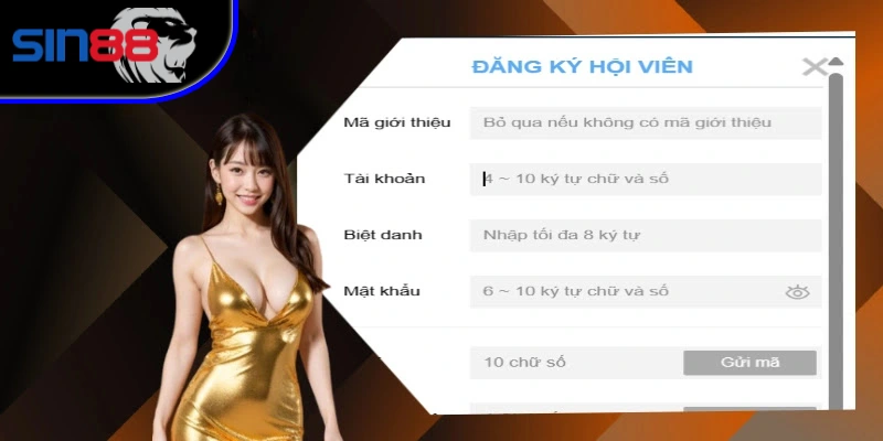 Đăng ký SIN88 bằng cách nhập trung thực các thông tin